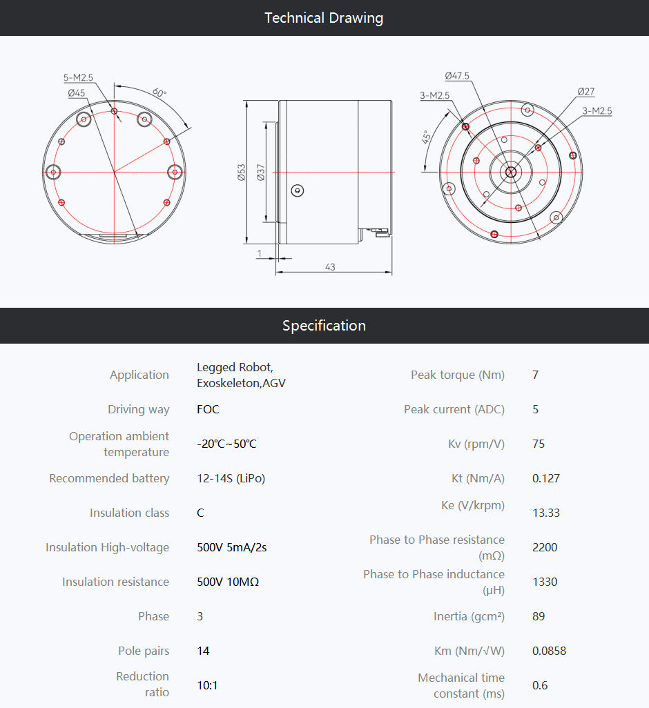 CubeMars AK45-10 KV75
