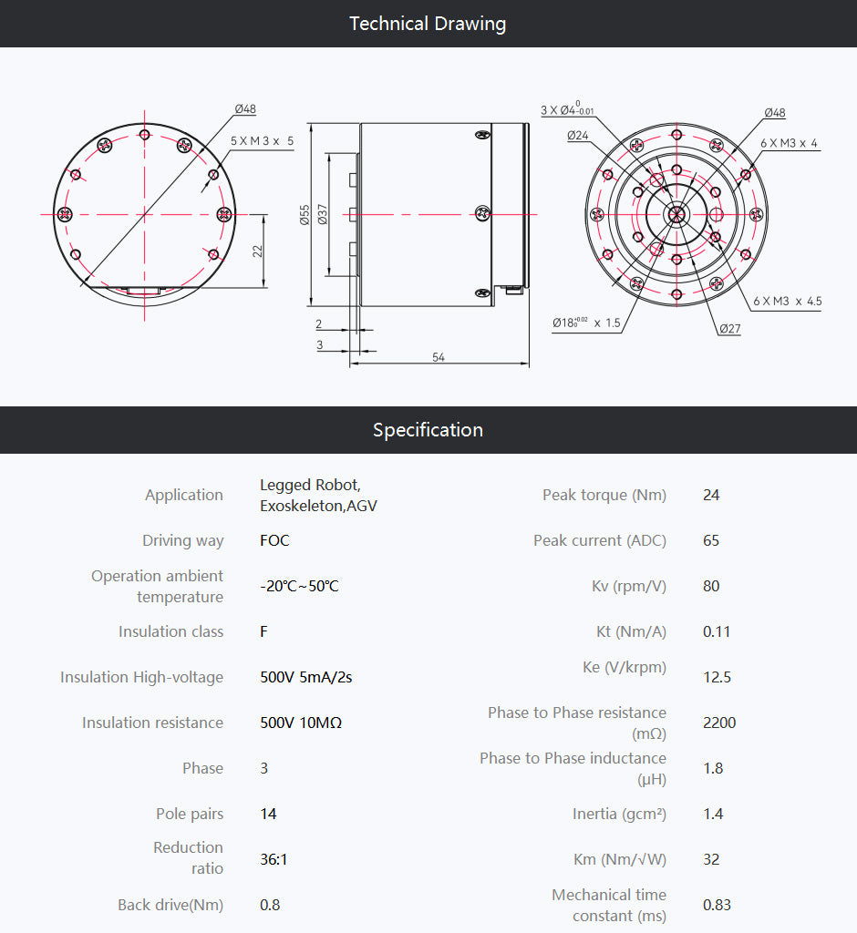 CubeMars AK45-36 KV80